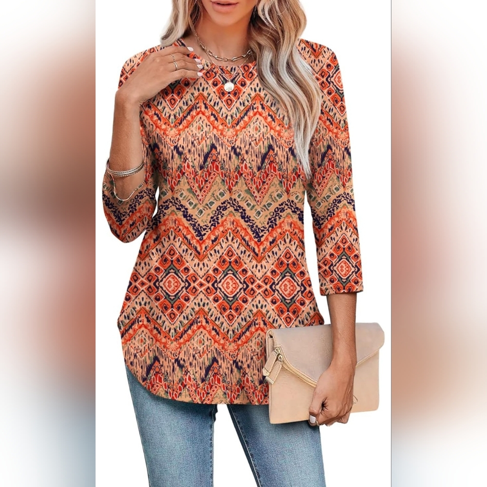 3/4 Length Sleeve Womens Tops Summer Basic Business Casual Blouses 2025 Fashion